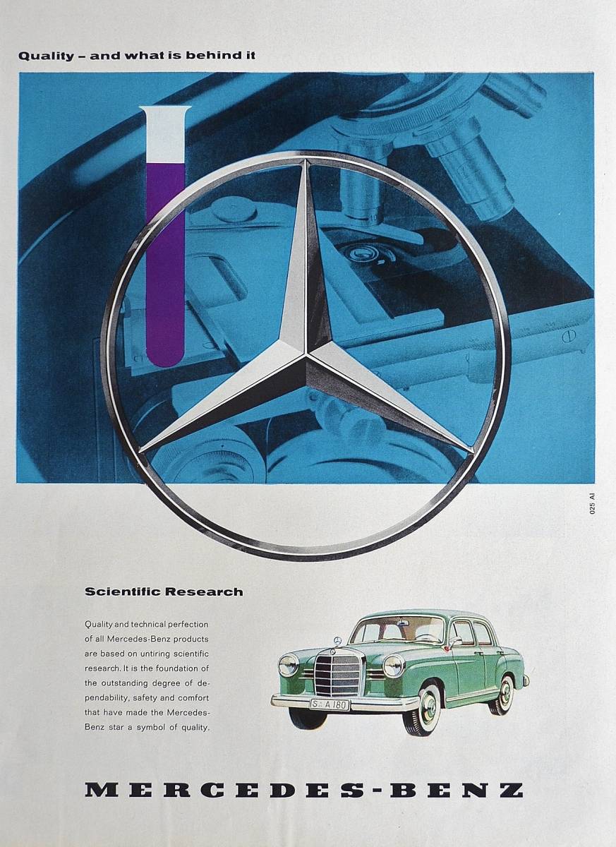 稀少！1960年メルセデス・ベンツ広告/Mercedes-Benz/ドイツ車/エンブレム/旧車/X_画像1