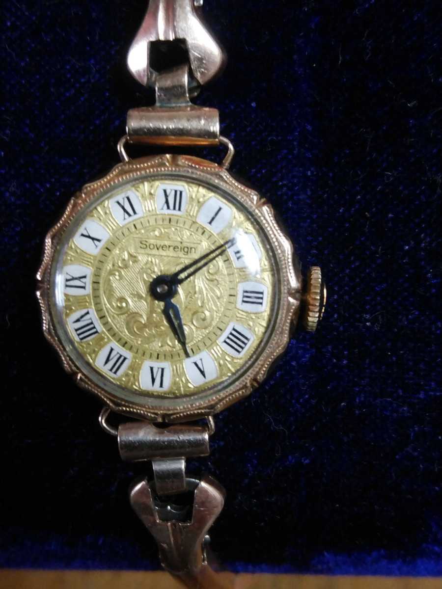 アンティーク　　SOVEREIGN ソブリン　18Kレディース手巻腕時計