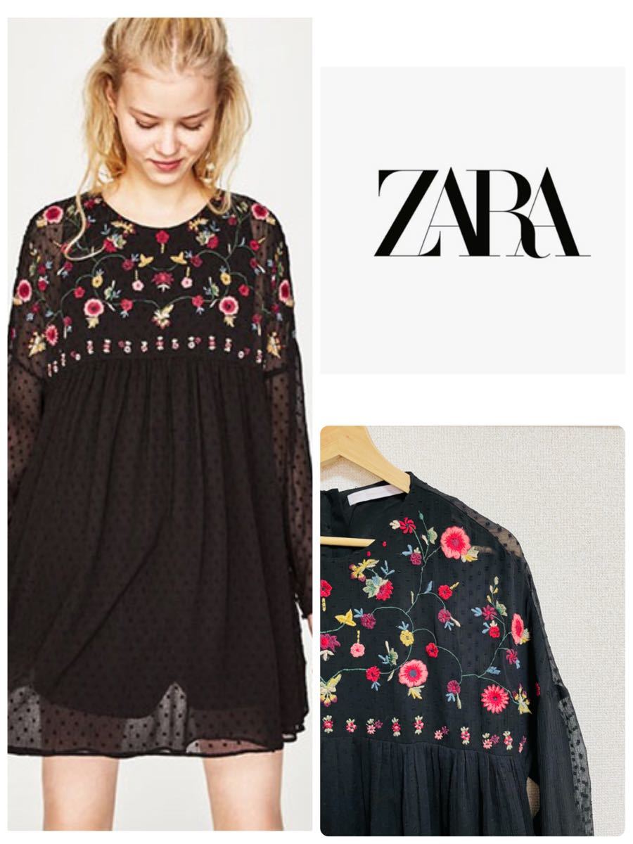 Paypayフリマ Zara 花柄 刺繍 ワンピース チュニック Paypayフリマ Zara 花柄 刺繍 ワンピース チュニック