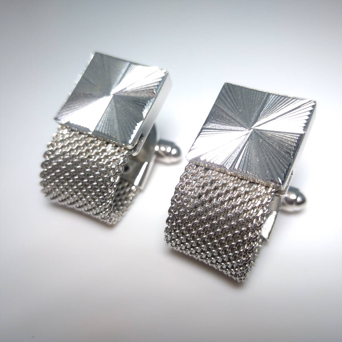 CW02 カフリンクス シルバー ラップアラウンド Wrap Cufflinks ベルト メッシュ チェーン ヴィンテージ