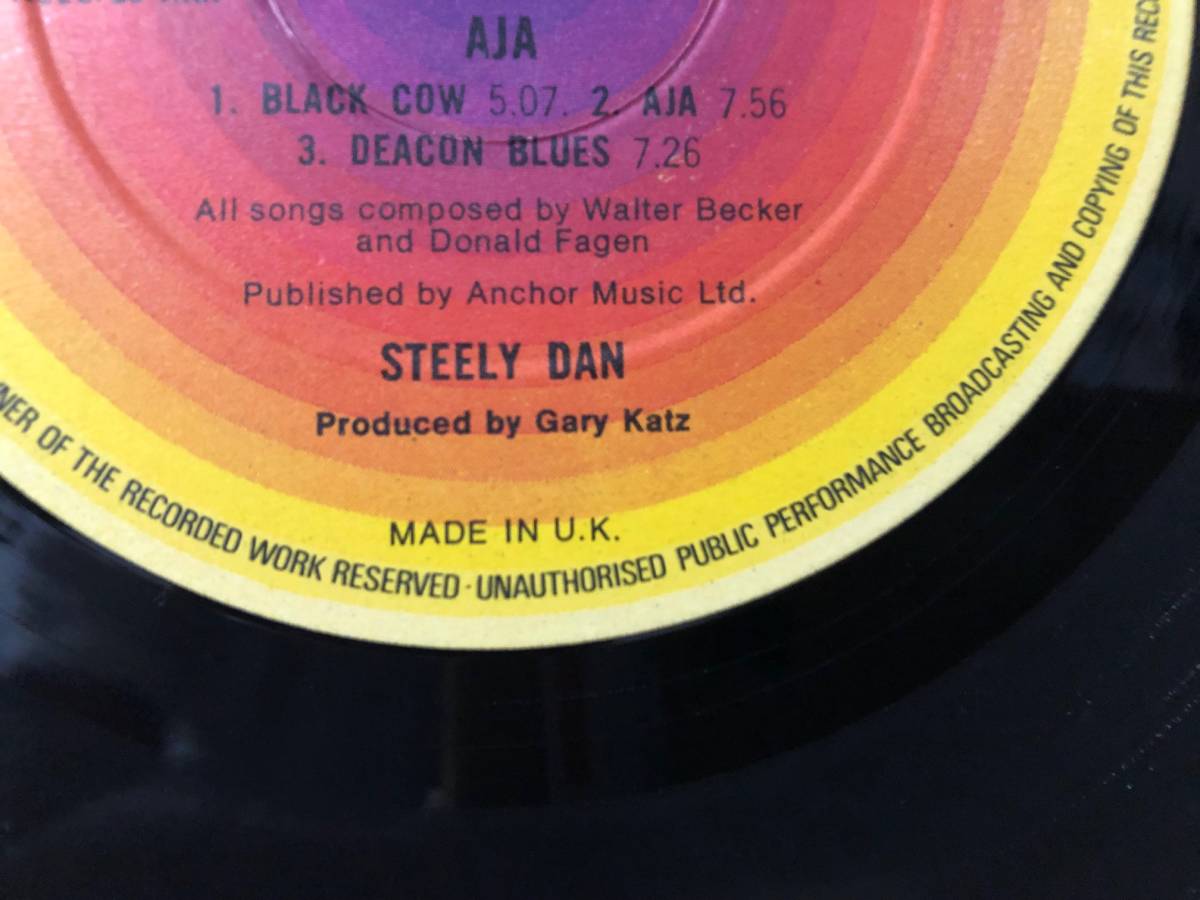 【即決】STEELY DAN/AJA　UK 初期盤 A3 B２ A面手書きALLEN打刻盤　名盤 　盤・ジャケ・Ｇ＆Ｌ製インサート：良好_画像4