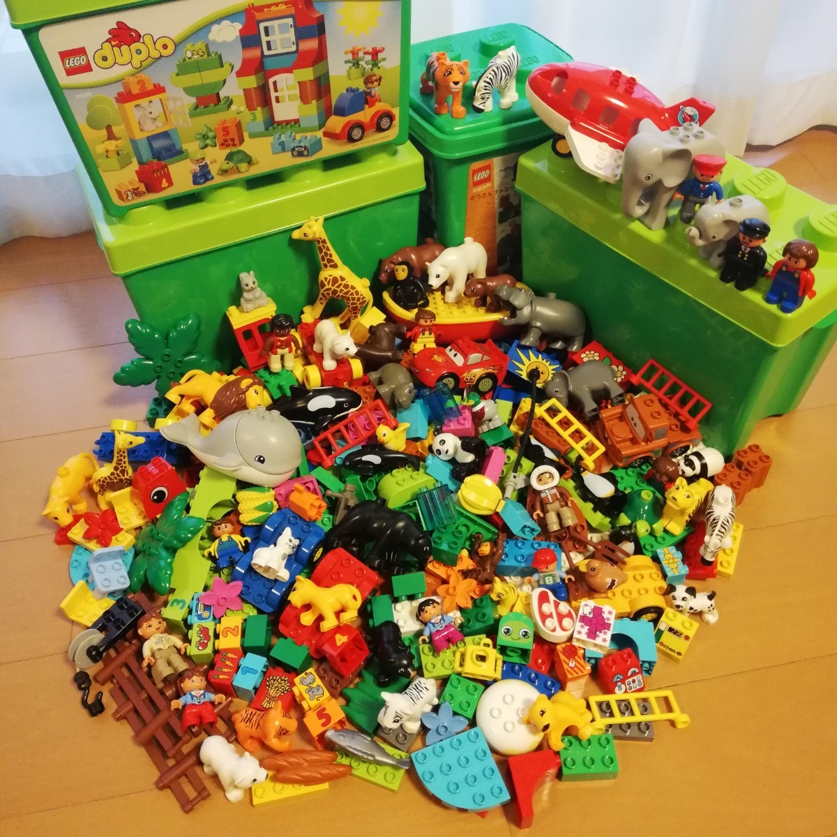 レゴデュプロ LEGO duplo 世界一周 動物たくさん カーズ 飛行機 船 みどりのコンテナいっぱい 知育玩具