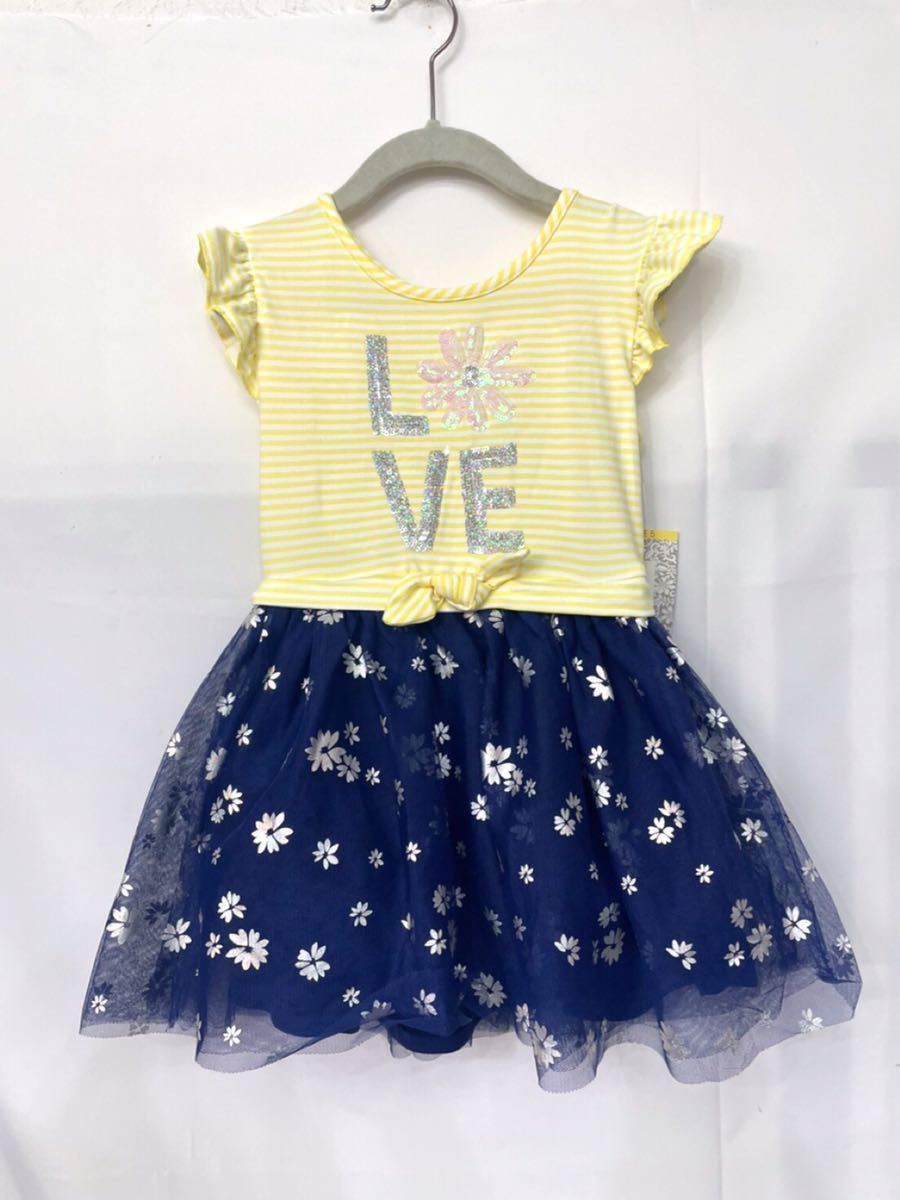 新品■btween 女の子 ガールズ ドレス ワンピース 5 / 5歳 ヘッドバンド付き イエロー お花 キラキラ_画像2