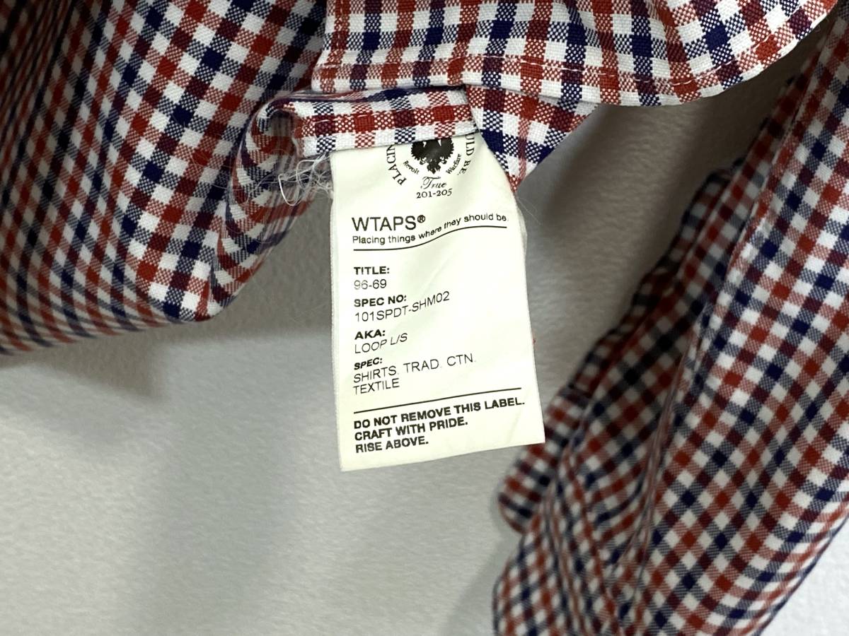 【名作】WTAPS LOOP L/S SHIRTS S 長袖 ワッペン シャツ ギンガム チェック レッド ネイビー ホワイト ダブルタップス_画像6