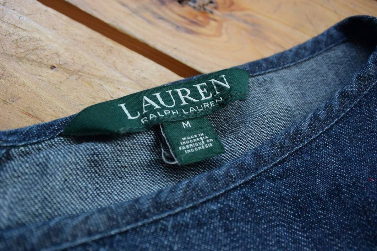 USA old clothes low Len Ralph Lauren Denim tunic lady's M size Ralph Lauren design old clothes casual beautiful goods America buying up T1063