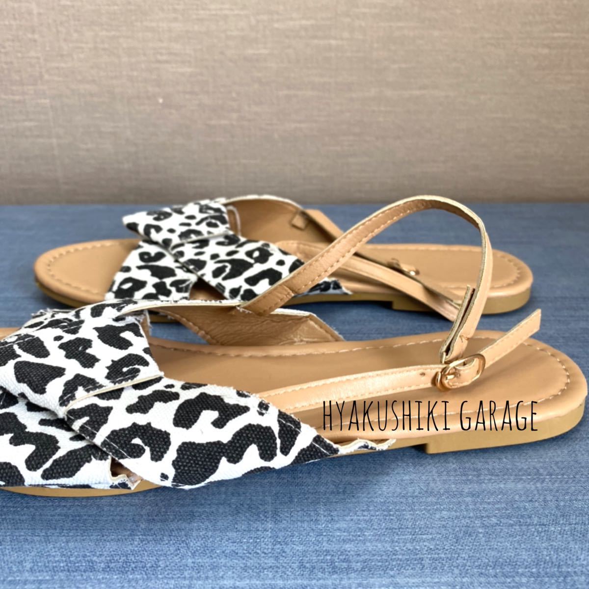  large size 26cm white leopard print sandals B25-11 lady's pretty 