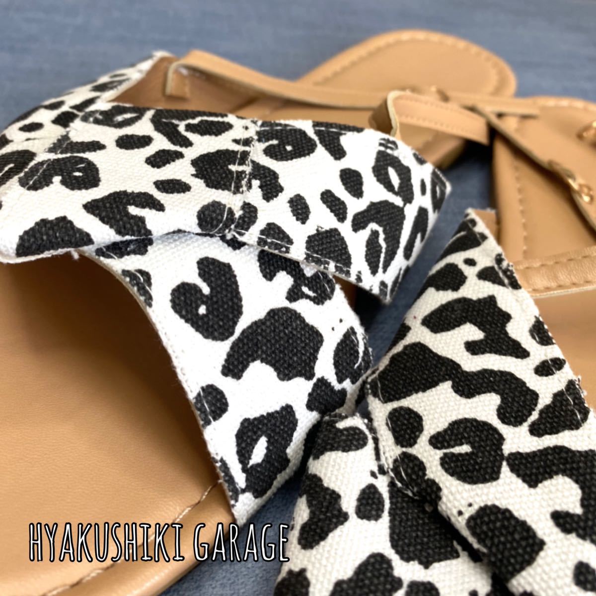 large size 26cm white leopard print sandals B25-11 lady's pretty 