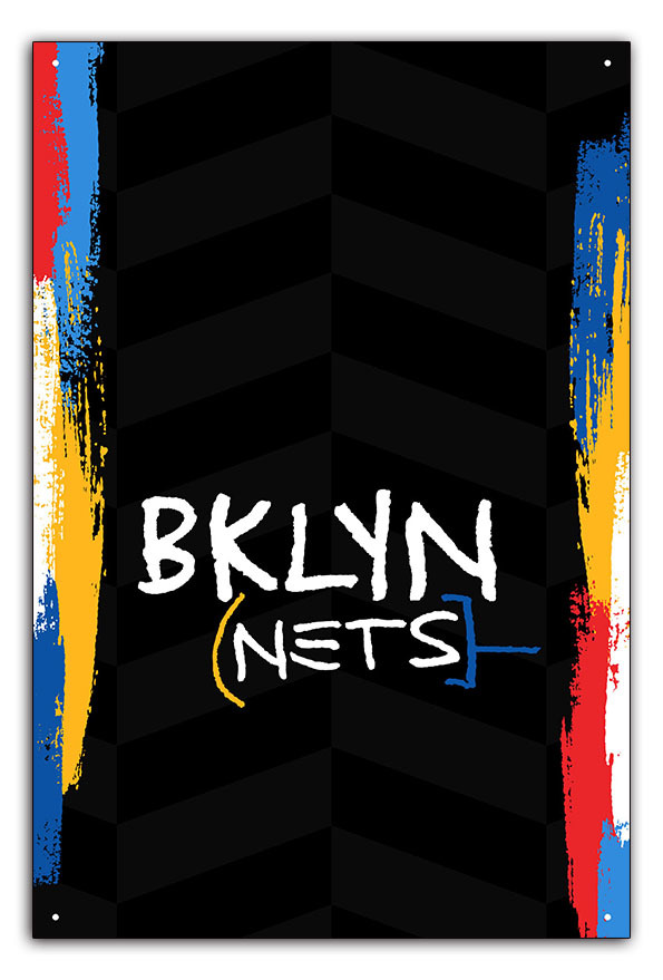BBB03-バスキア Basquiat ブルックリン ネッツ Brooklyn nets city コラボレーション ヴィンテージ メタルプレート plate ブリキ板 模写_画像1