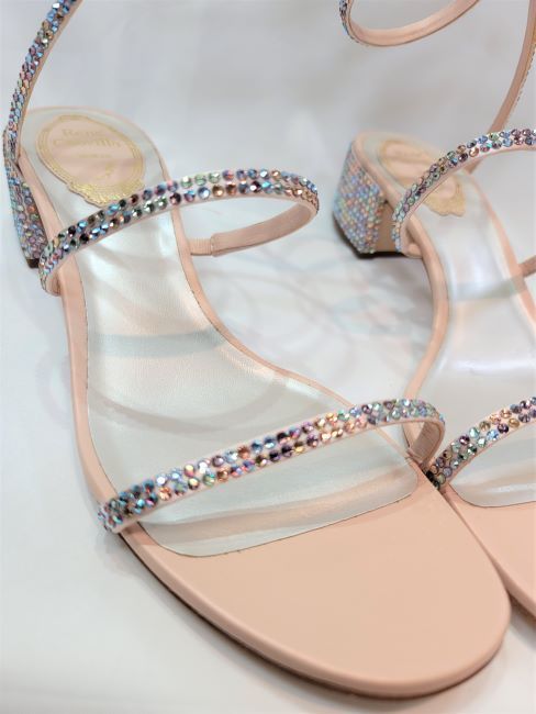 [ new goods ]RENE CAOVILLA Rene Caovilla CLEO Swarovski sandals pink ne-ju36 half 