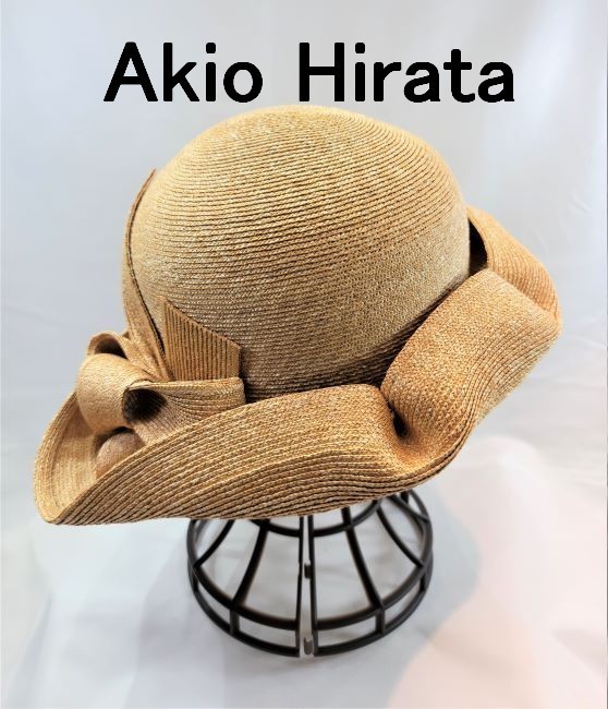 [ прекрасный товар ]Akio Hirata flat рисовое поле . Хара лента узор соломинка шляпа соломенная шляпа 4695