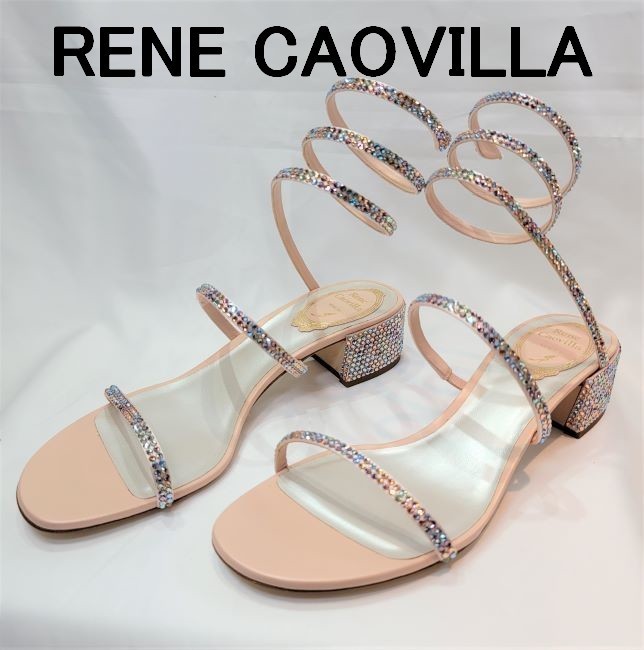 [ new goods ]RENE CAOVILLA Rene Caovilla CLEO Swarovski sandals pink ne-ju36 half 