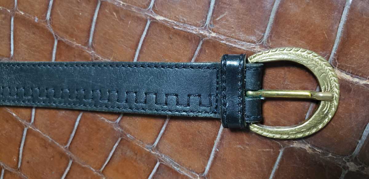 イタリア製 ベルト 革製 〈LARIO 1898〉カラー黒、アンティーク仕上げ サイズ82cm【商品番号2F1630】_画像3