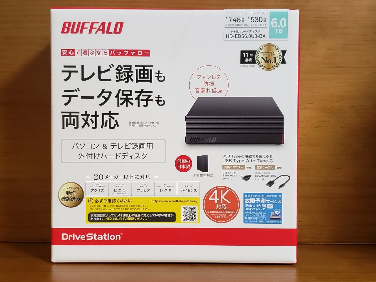 未開封 バッファロー 外付けHDD 6TB HD-EDS6.0U3-BA