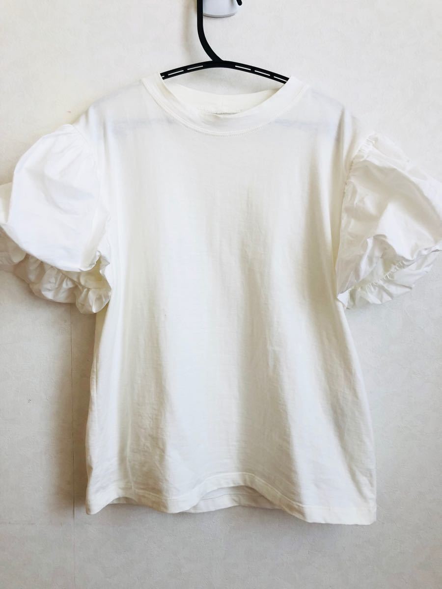 ZARA パフスリーブTシャツ　S(7-9号)ホワイト　