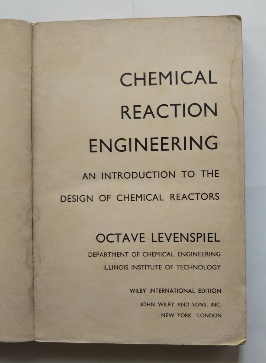Chemical Reaction Engineering classic name work LEVENSPIEL. reaction engineering foreign book Wiley International Editions