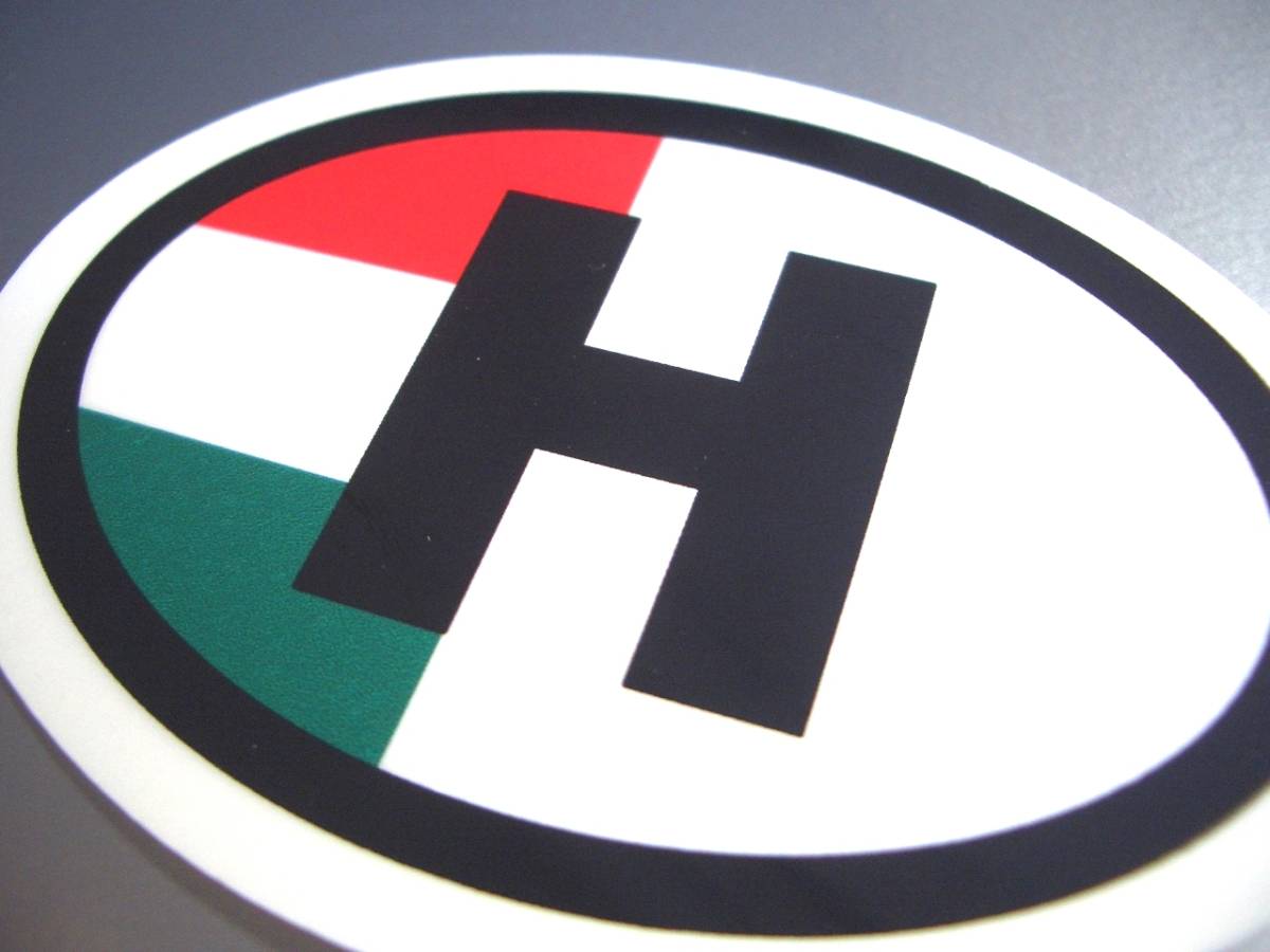 c1●ビークルID/ハンガリー国識別ステッカー Sサイズ ●楕円 オリジナルデザイン Hungary Flag sticker ヨーロッパ 耐水シール 国旗 EU_画像1