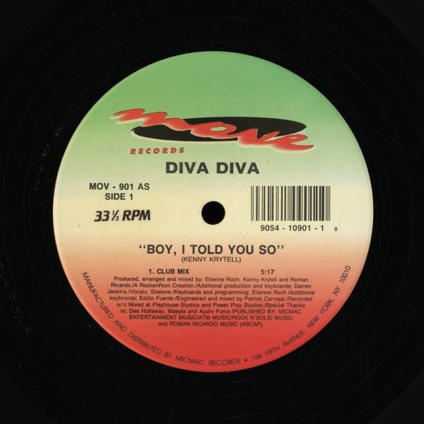 試聴 Diva Diva - Boy, I Told You So [12inch] Move Records US 90s Garage House_画像1