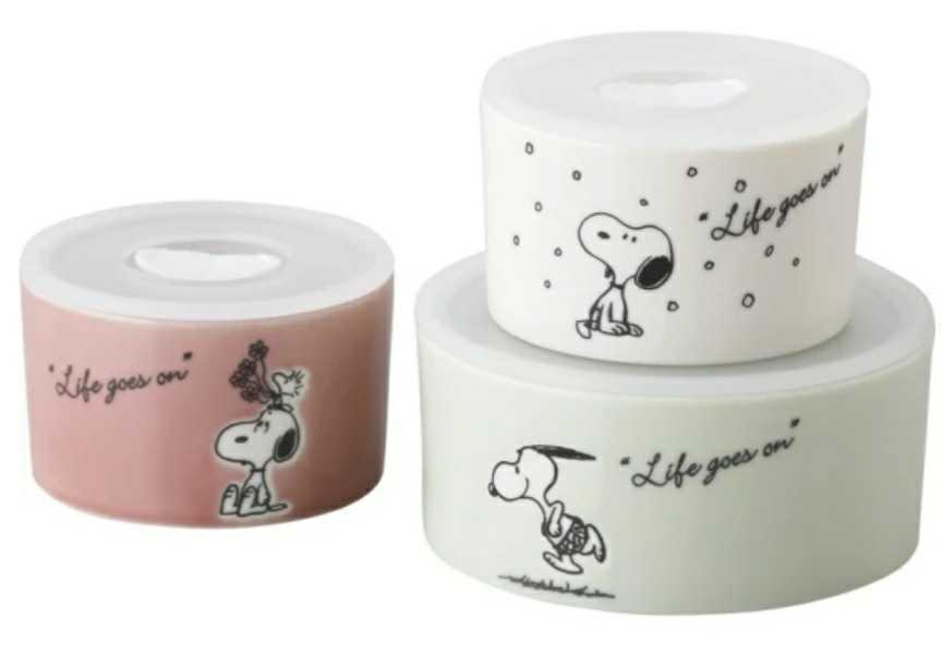 PEANUTS Snoopy range 3 point set height .. range container tableware .. preservation container 