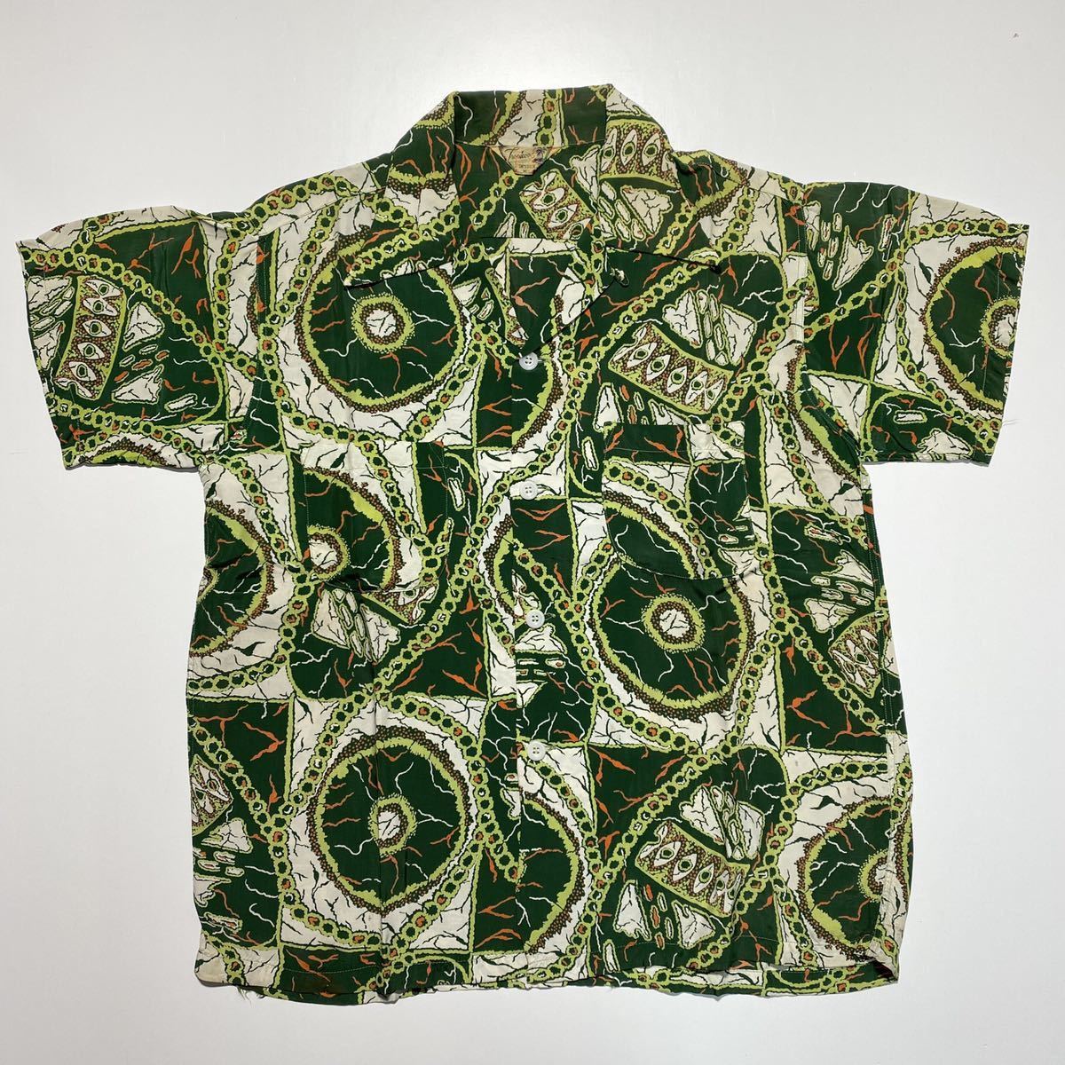 【M】50s Vintage Tropicana Hawaiian Shirt 50年代 ヴィンテージ トロピカーナ ハワイアン シャツ 総柄 アロハシャツ G662