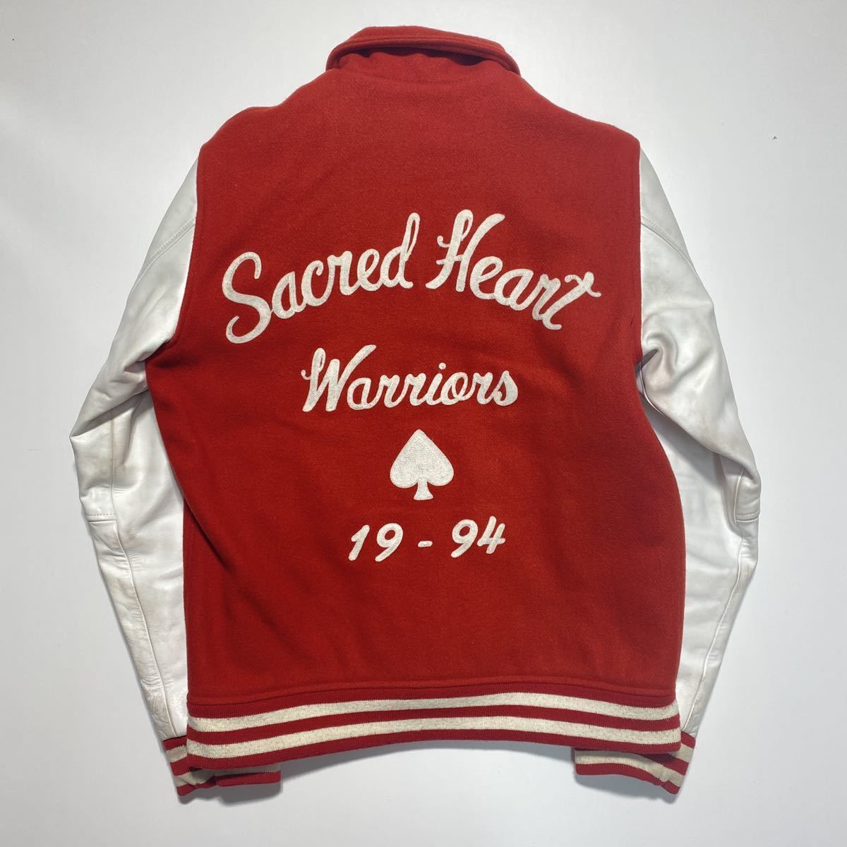 【M】Supreme Sacred Heart Warriors Varsity Jacket シュプリーム セイクリッドハートウォーリアーズ スタジャン レッド G779 N2_画像2