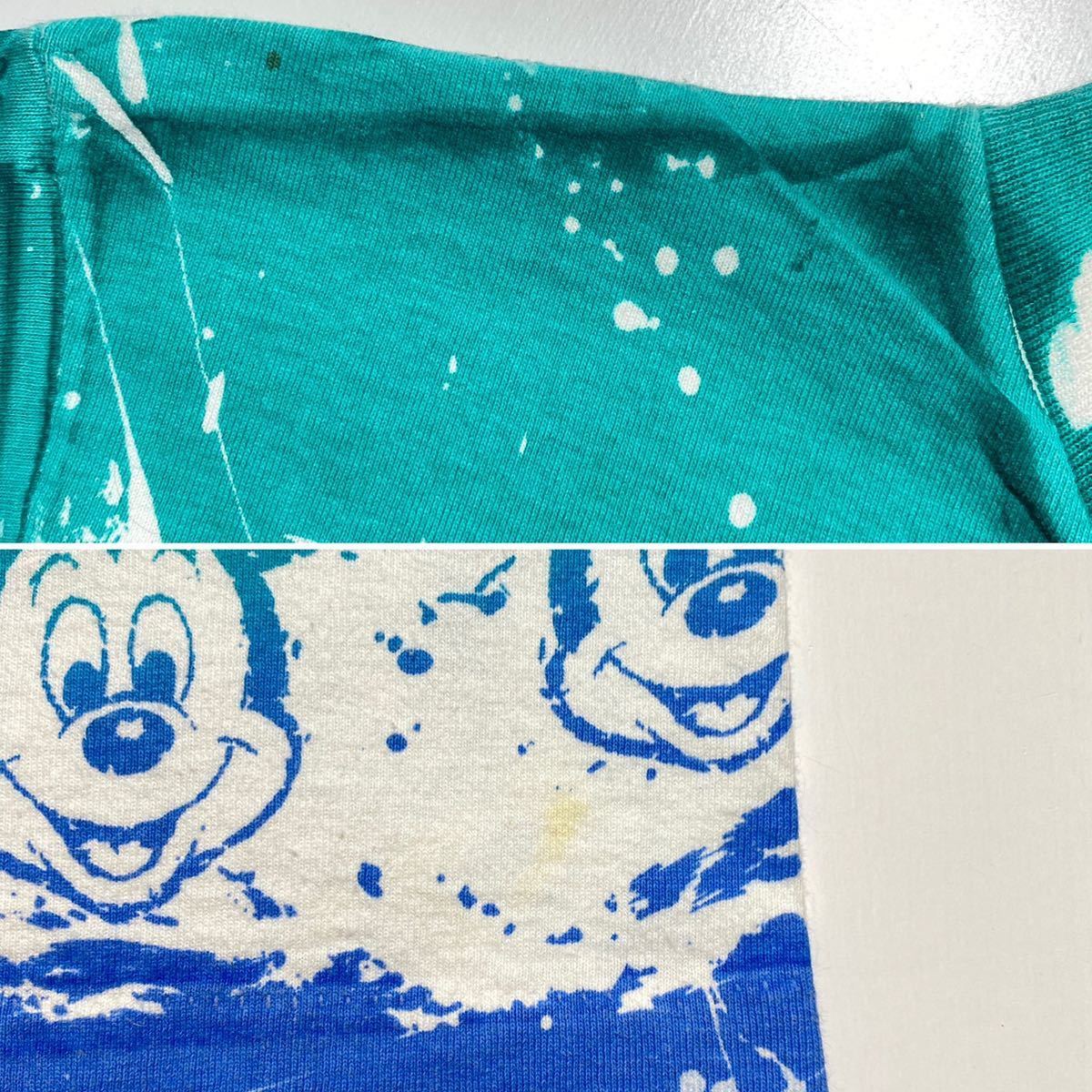 【ONE SIZE FITS ALL】80s Disney Mickey Mouse Tee 80年代 ディズニー ミッキーマウス 総柄 Tシャツ USA製 フリーサイズ G806_画像8