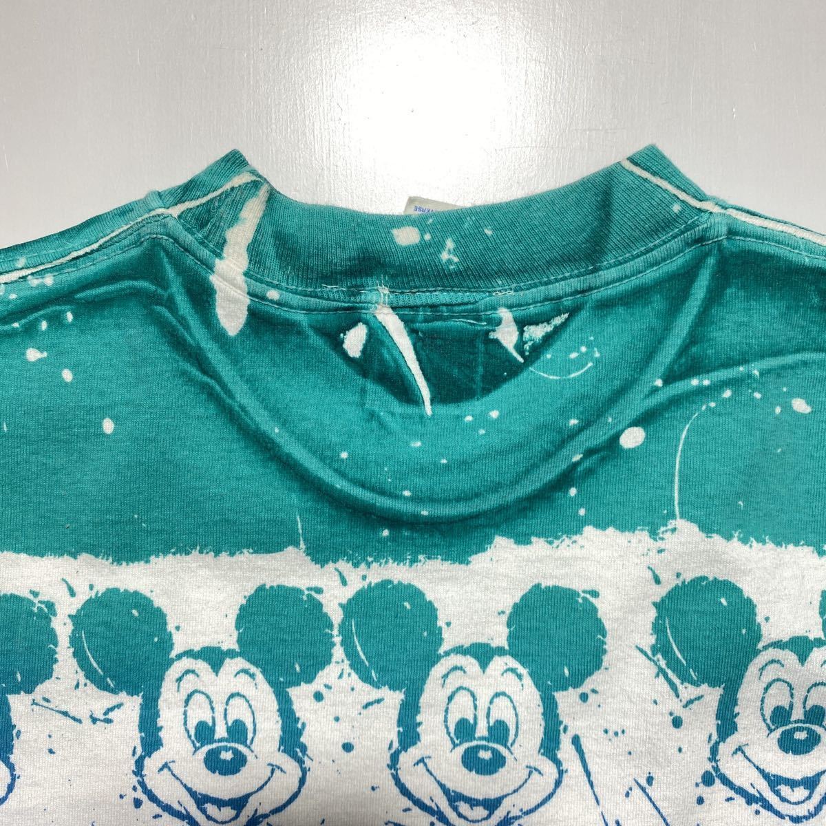 【ONE SIZE FITS ALL】80s Disney Mickey Mouse Tee 80年代 ディズニー ミッキーマウス 総柄 Tシャツ USA製 フリーサイズ G806_画像5