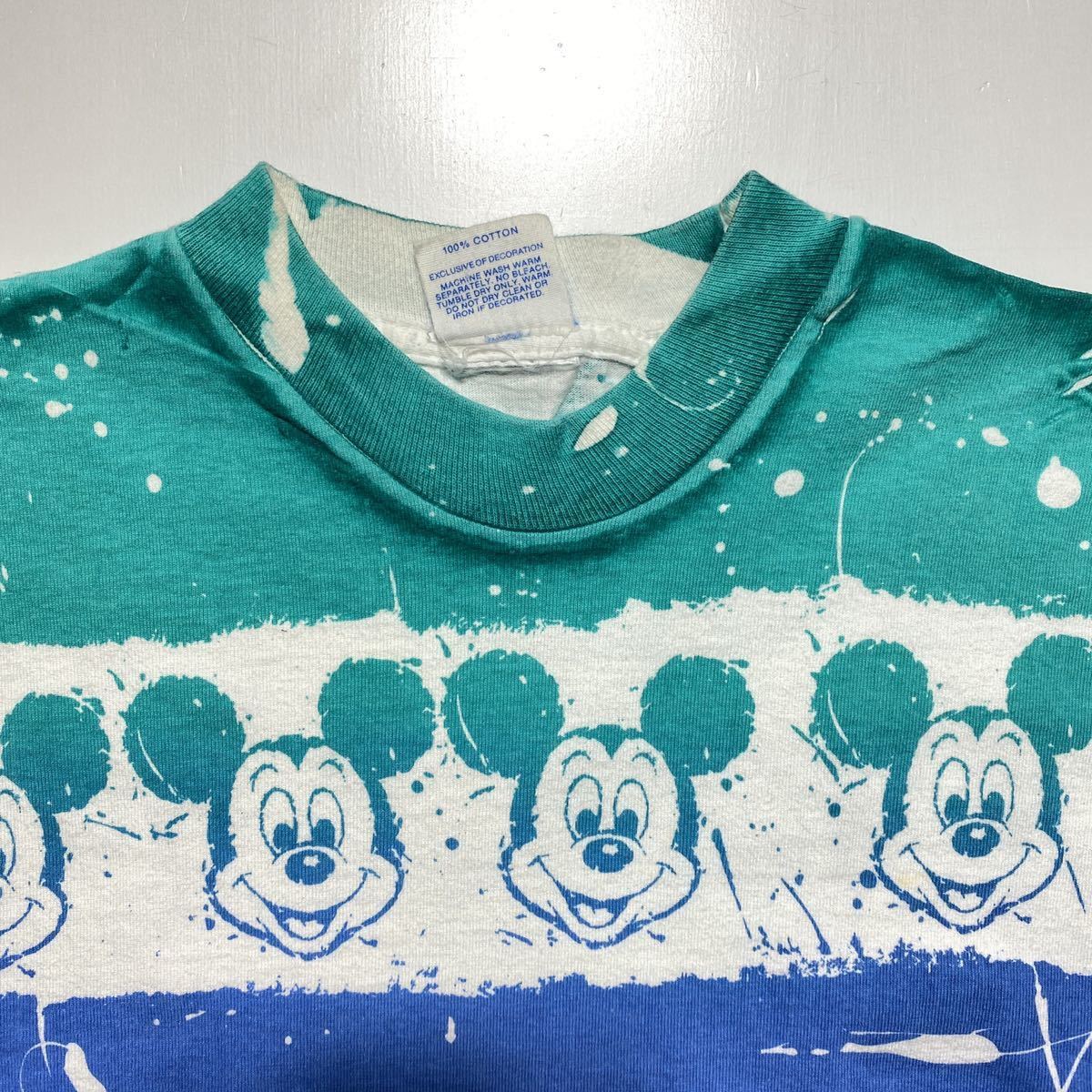 【ONE SIZE FITS ALL】80s Disney Mickey Mouse Tee 80年代 ディズニー ミッキーマウス 総柄 Tシャツ USA製 フリーサイズ G806_画像3