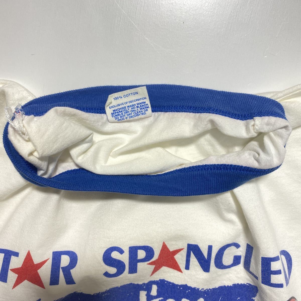 【L】80s Disney Mickey Star Spangled Mouse Print Tee 80年代 ディズニー ミッキーマウス 星条旗 プリント 半袖 Tシャツ USA製 G952_画像4