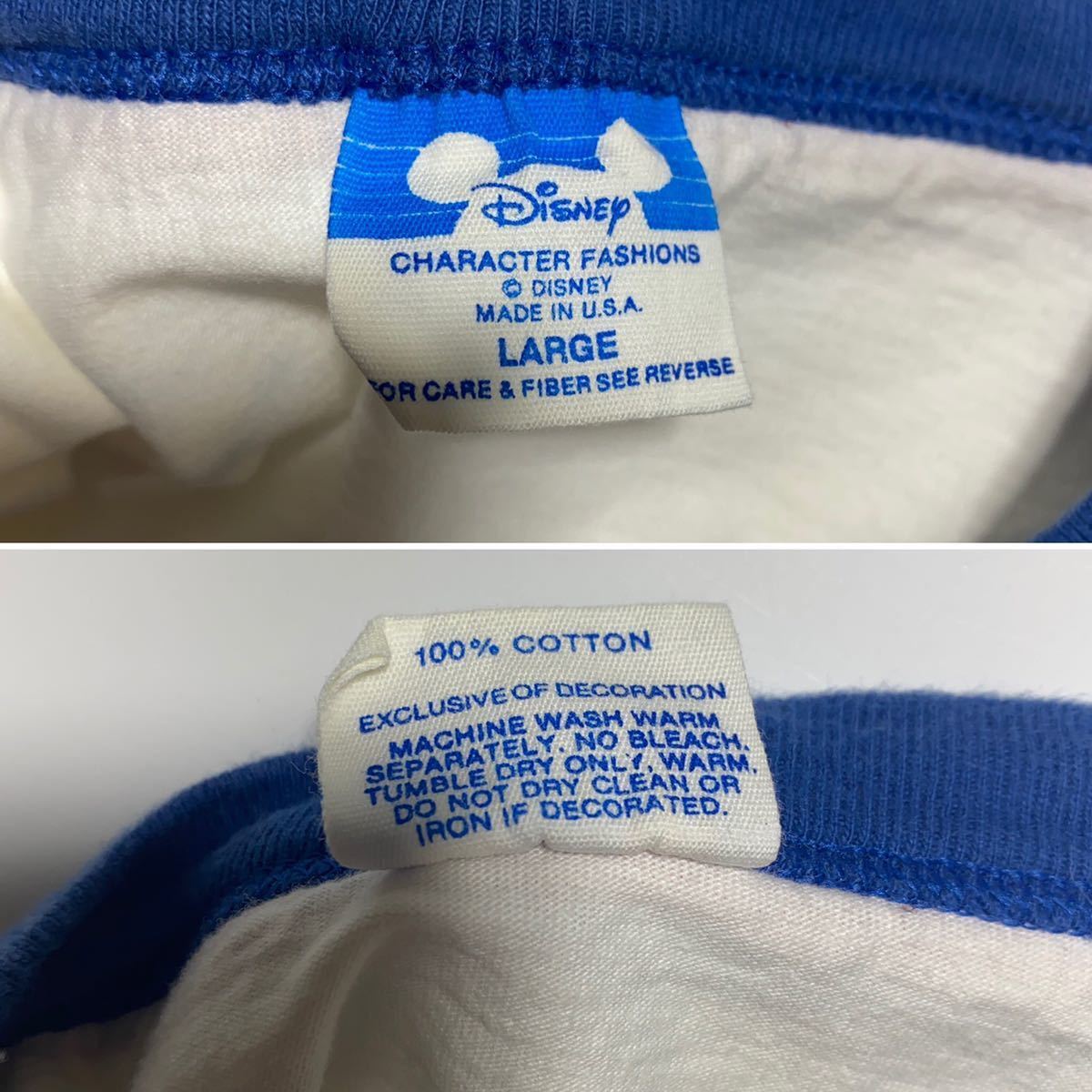 【L】80s Disney Mickey Star Spangled Mouse Print Tee 80年代 ディズニー ミッキーマウス 星条旗 プリント 半袖 Tシャツ USA製 G952_画像5