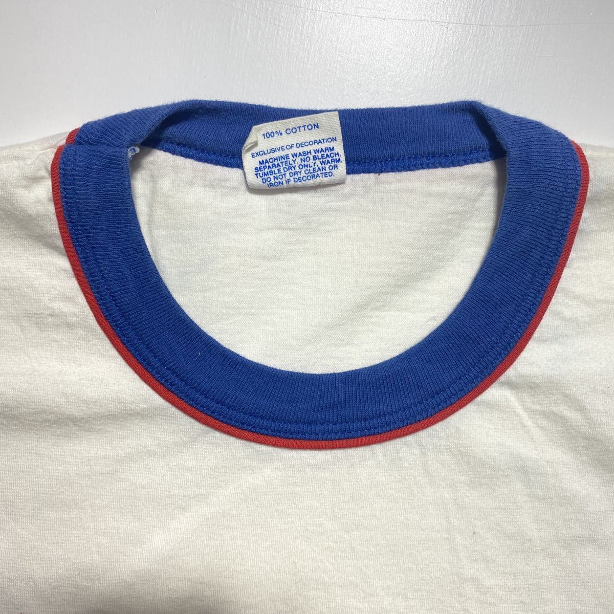 【L】80s Disney Mickey Star Spangled Mouse Print Tee 80年代 ディズニー ミッキーマウス 星条旗 プリント 半袖 Tシャツ USA製 G952_画像3