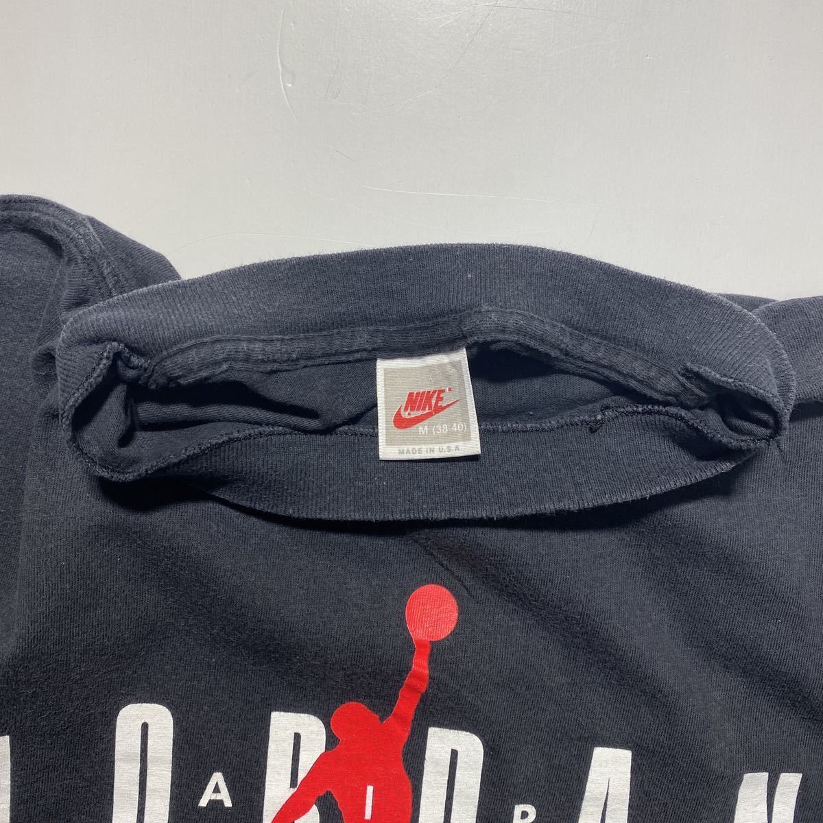 【M】90s NIKE AIR JORDAN Jumpman Logo Print Tee 90年代 ナイキ エア ジョーダン ジャンプマン ロゴ プリント Tシャツ 銀タグ USA製 G973_画像4