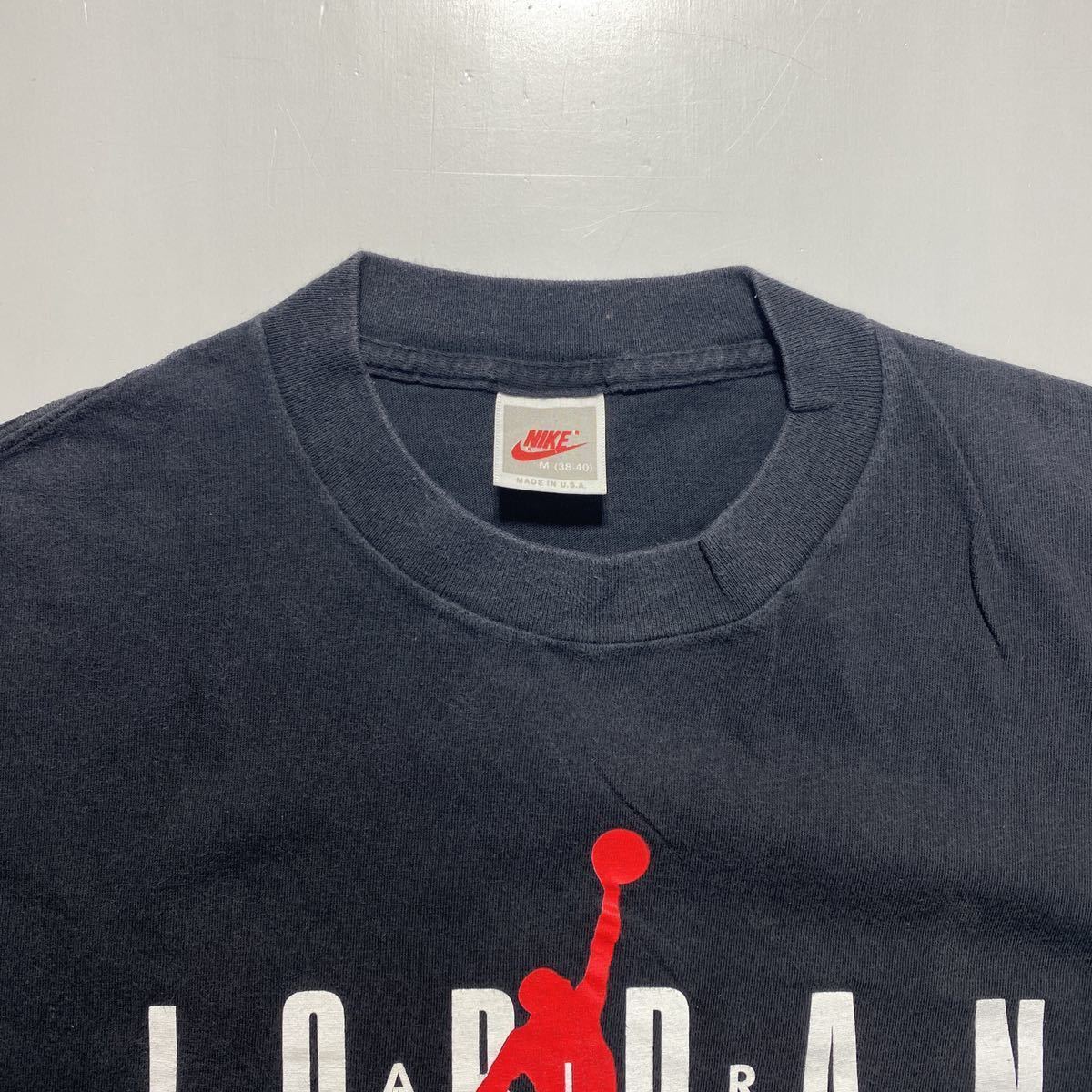 【M】90s NIKE AIR JORDAN Jumpman Logo Print Tee 90年代 ナイキ エア ジョーダン ジャンプマン ロゴ プリント Tシャツ 銀タグ USA製 G973_画像3