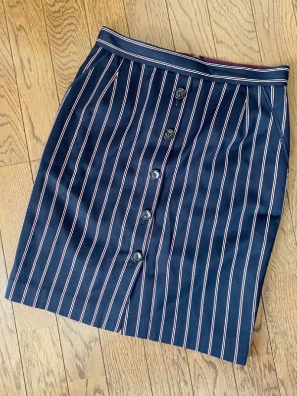 [ beautiful goods ] UNTITLED Untitled stripe skirt trapezoid skirt tight skirt navy 2 number lady's M corresponding made in Japan 