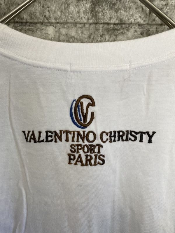 valentino　sport　ヴァレンティノ　刺繍ビッグロゴ　半袖Tシャツ　メンズ　Mサイズ　ホワイト　レトロ　古着_画像5