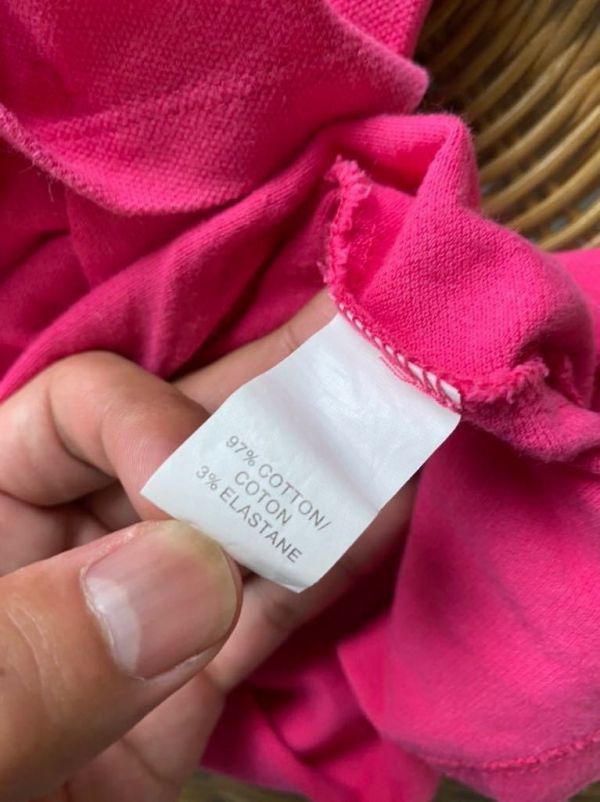 【良品】　Abercrombie&Fitch アバクロ　半袖ポロシャツ　レディース　Mサイズ　左ボタン　ピンク　刺繍ロゴ　古着_画像6