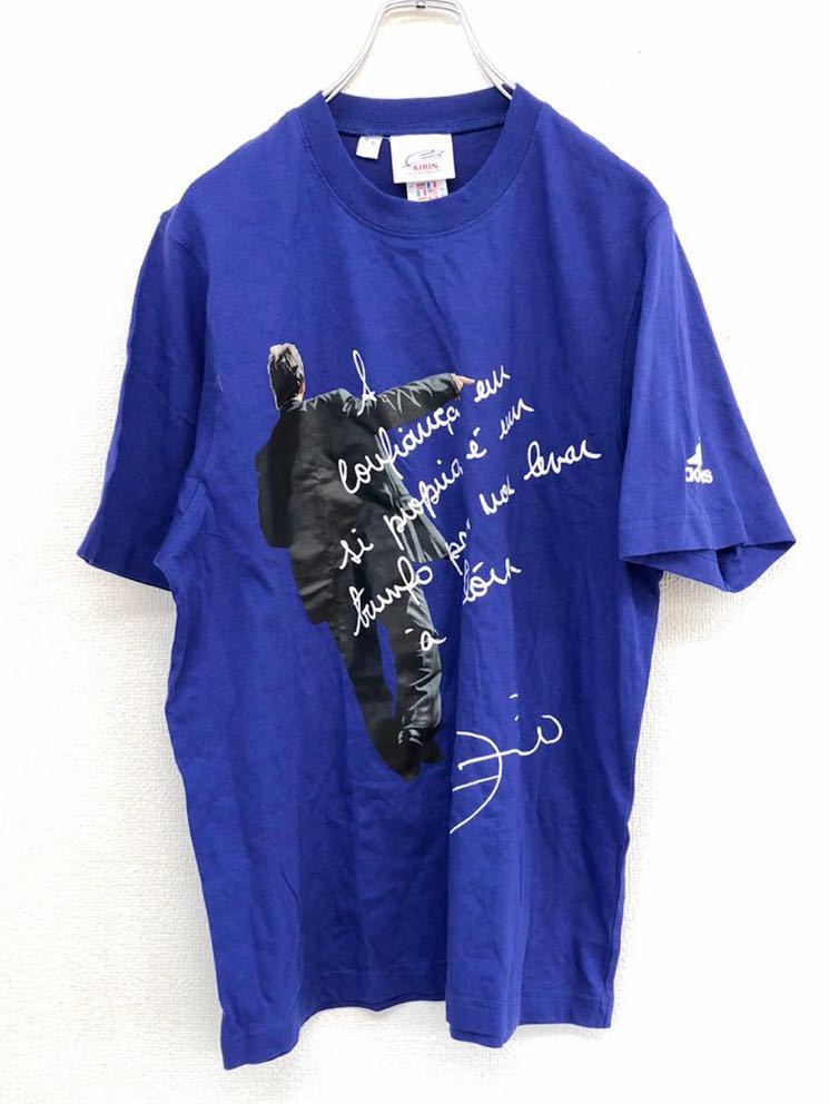サッカー日本代表 ジーコ監督 SAMURAI JAPAN 2006 半袖Tシャツ adidas アディダス メンズ Sサイズ ブルー KIRIN キリン の画像1