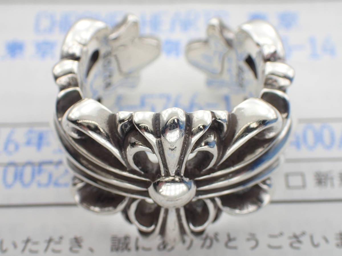 正規品☆CHROME HEARTS DBL FLRL CRSリング11号「インボイス原本付属]_画像1