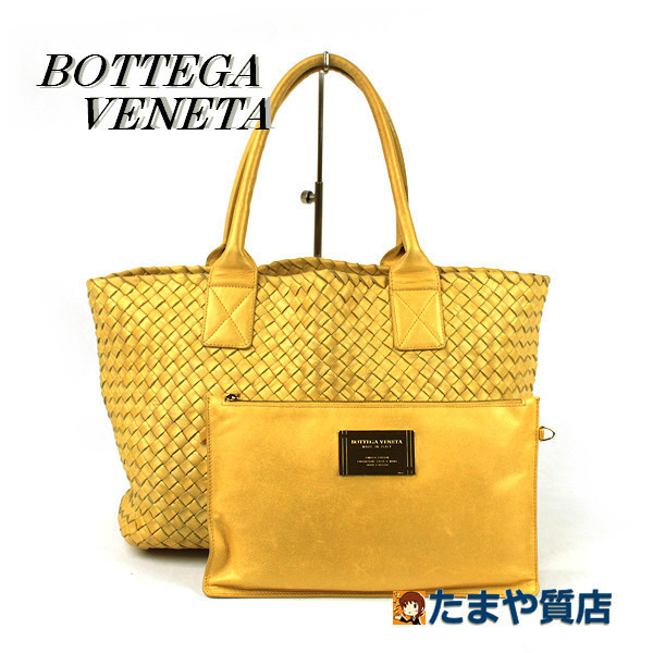 BOTTEGA VENETA Bottega Veneta большая сумка бегемот PM кожа желтый цвет Gold Италия производства 16512