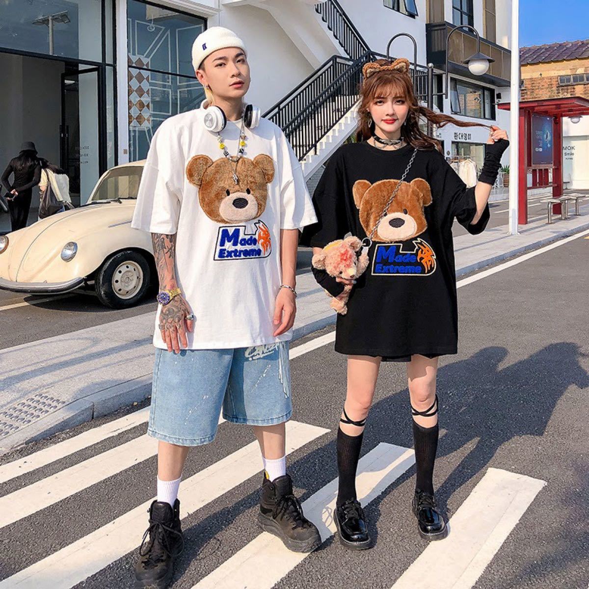 Paypayフリマ クマ ししゅう Tシャツ シャツ 半袖 流行り 古着 韓国 着痩せ かっこいい 白 ゆめかわいい Paypayフリマ クマ ししゅう Tシャツ シャツ 半袖 流行り 古着 韓国 着痩せ かっこいい 白 ゆめかわいい