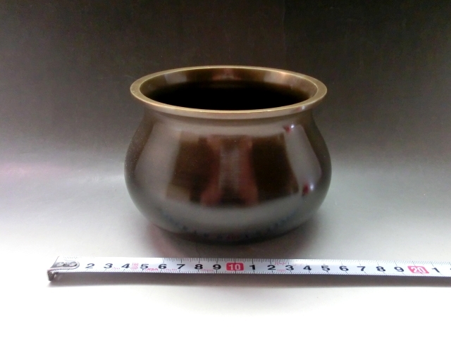 建水■唐銅餌畚 古銅製 えふご型 けんすい お茶道具 古美術 時代物 骨董品■
