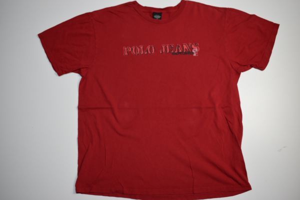 ☆US古着 POLO JEANS Ralph Lauren ラルフローレン プリント Tシャツ レッド赤【L】コットン　　　　　◆3064◆_画像5