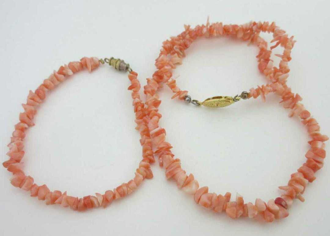 [TOP].. coral necklace bracele set netsuke i70.