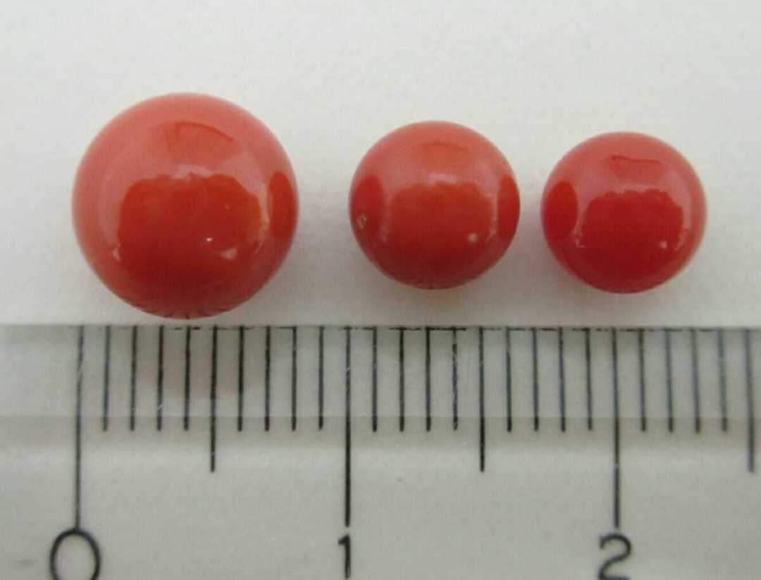 【TOP】血赤珊瑚 サンゴ 5.8mm 6mm 8mm 片穴ルース セット リング ペンダントトップ 指輪 ブローチ 根付 s771.