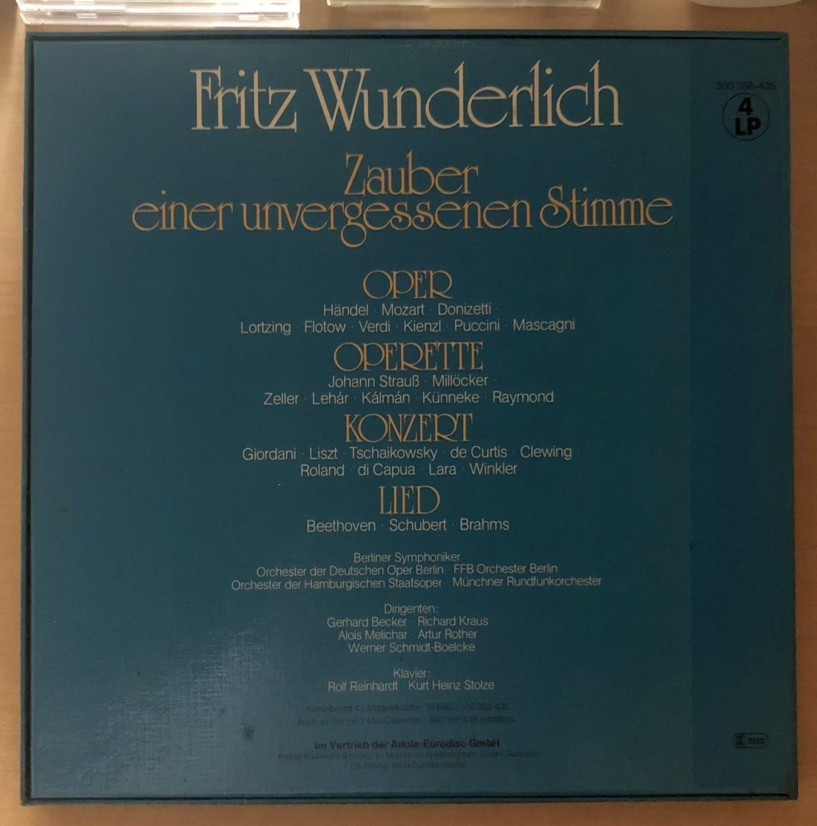 Fritz Wunderlich Zauber Einer Unvergessenen Stimme【中古LPレコード】 西ドイツ盤 フリッツ・ヴンダーリヒ_画像2