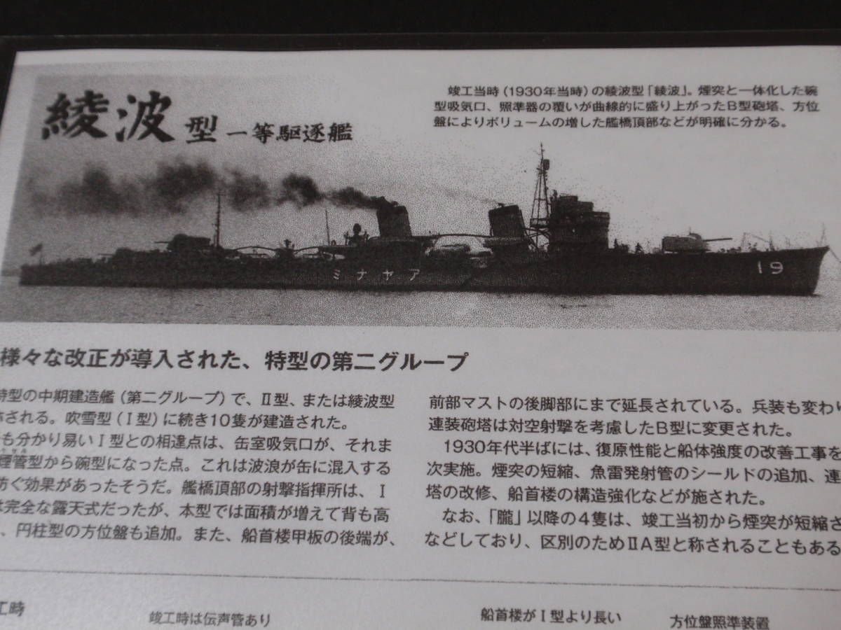 帝国海軍艦艇変遷図　駆逐艦　綾波型_画像2