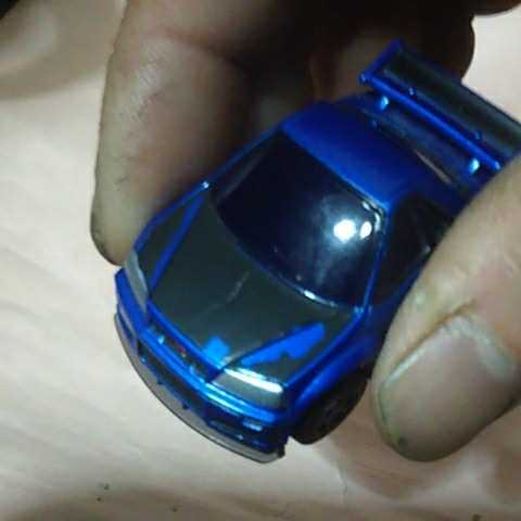 タカラ チョロQ NISSAN ニッサン R34 スカイライン GTR ベイサイドブルー 黒ボン塗装 難有り _画像6