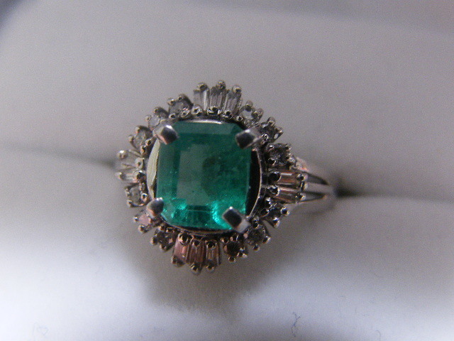 ⑩ emerald 1.15ct diamond 0.35ct pt900 #8 number 