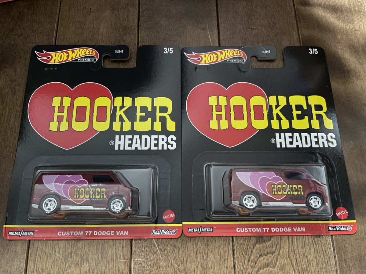 送料込2台セット ホットウィール スピードショップ ガレージ カスタム 77 ダッジ バン DODGE VAN HOOKER HEADERS HOTWHEELS speed shopの画像1