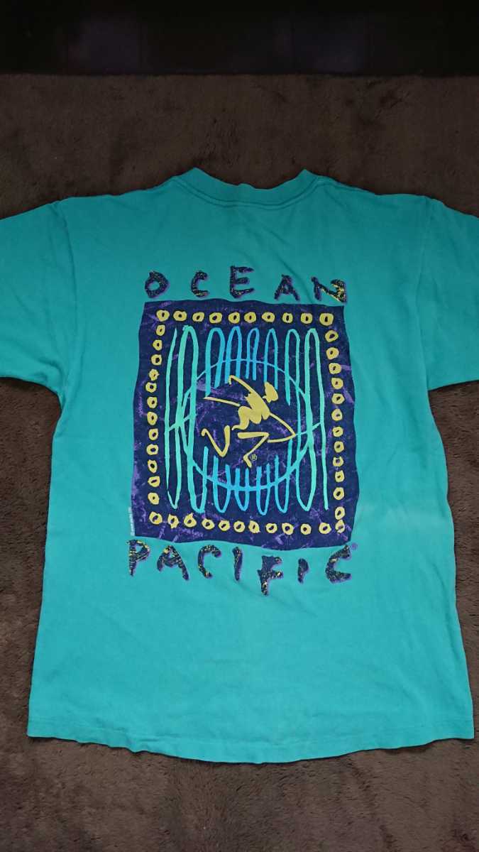 【送料無料】1991年 USA製 Ocean Pacific Tシャツ Mサイズ？ 古着 ヴィンテージ サーフィン 波乗り オーシャン パシフィック blu op_画像3