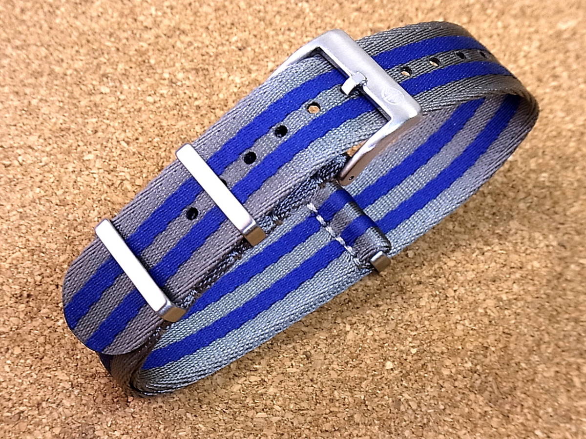 @MN-STRAP＋PREMIUM-NATO／007 BOND-STRAPS SILVER-GREY&BLUE＝SHELBY COLOR-STRAP※ネコポス発送で全国どこでも送料無料_画像1